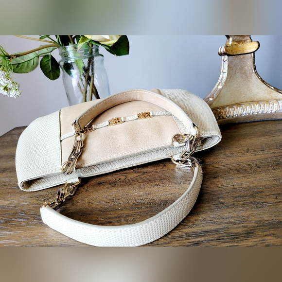 Hugo BOSS 100%Cowhide Embossed Leather Small/Mini Bag Lizard/Suede Neutral/Tan - Picture 4 of 16